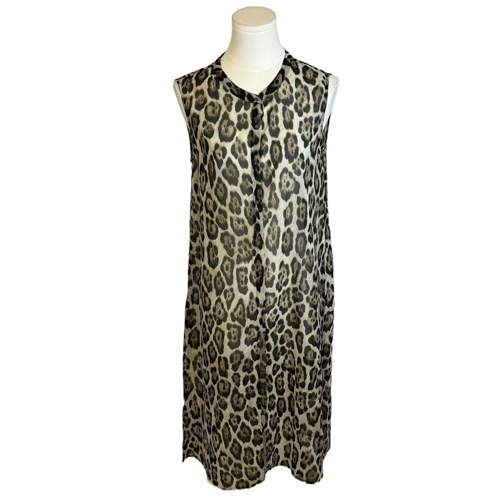 ZARA Sleeveless Long Top Dress Slits Button Cover Up Vacation Party Work size XS